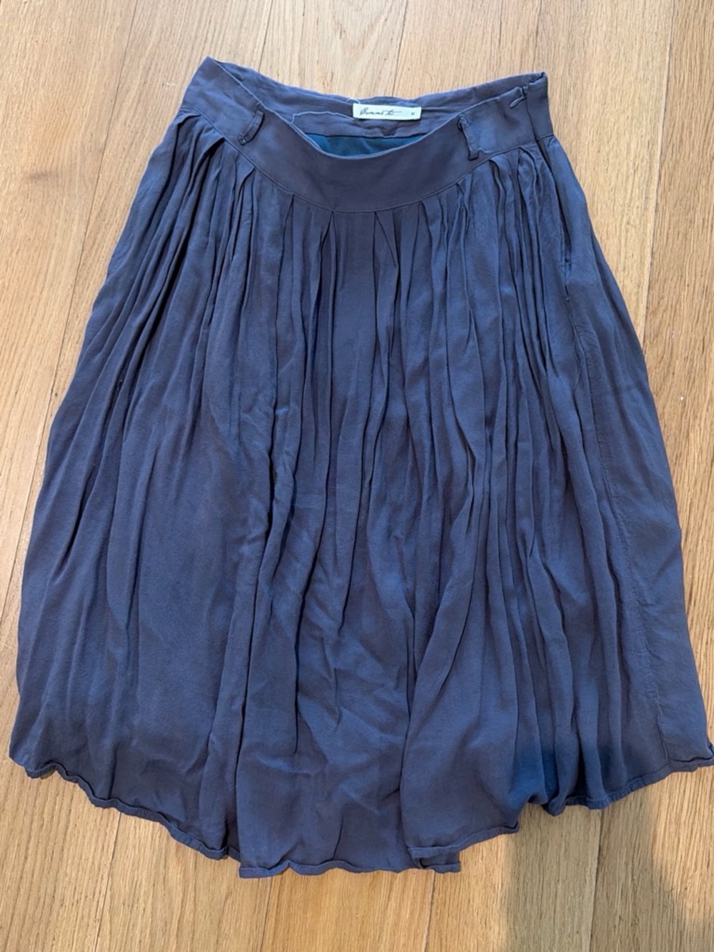 Pleated A-Line Skirt in Charcoal Gray